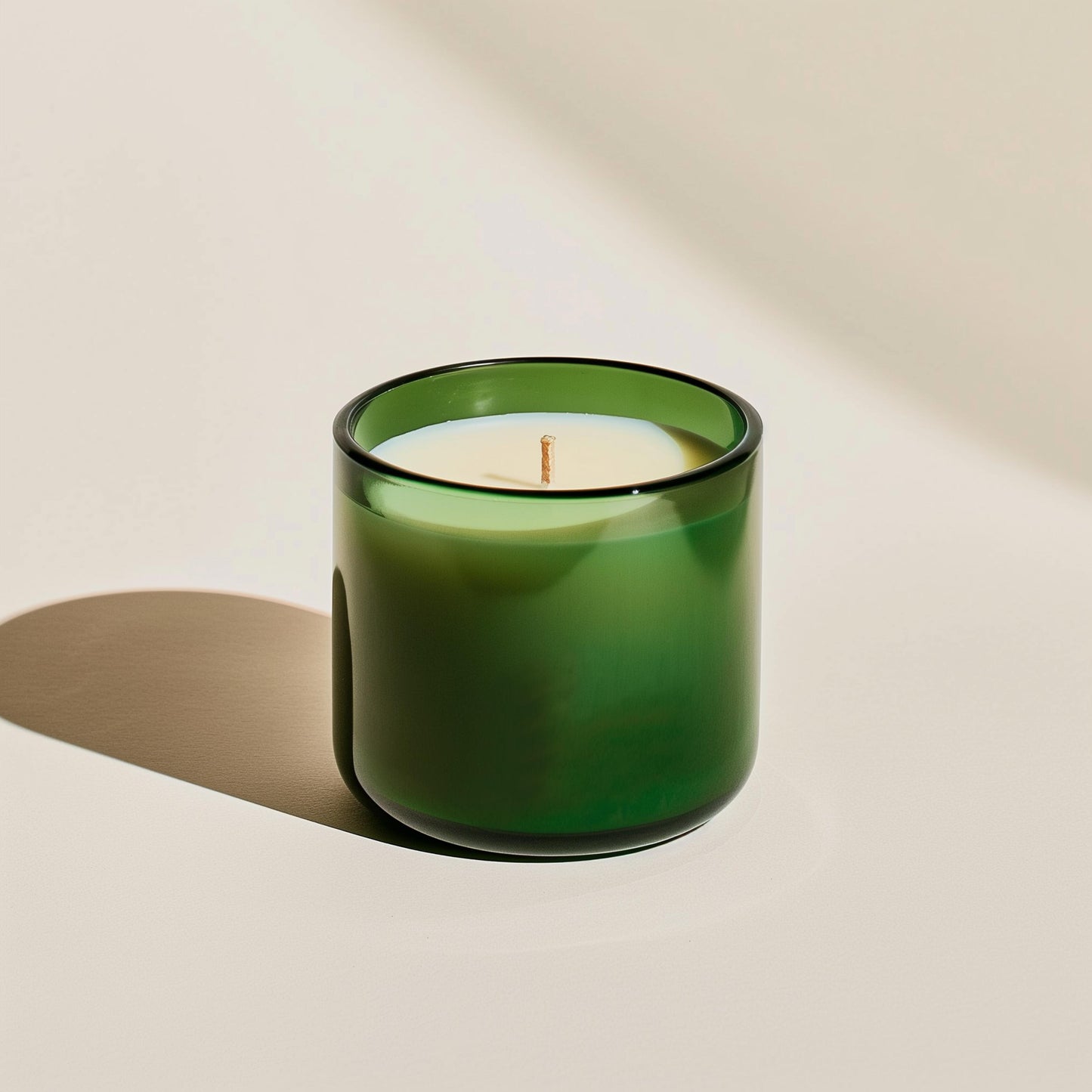 Set of four COSYPLACE CANDLES in various sizes and scents, displayed on a wooden table with soft lighting.