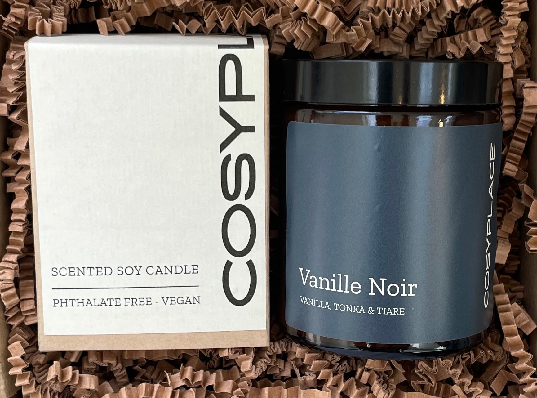 VANILLE NOIR - Vanilla & Tonka Bean Phthalate Free Vegan Scented Soy Candle - COSYPLACE CANDLES