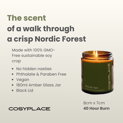 NORDIC SPA - Nordic Pine, Peppermint & Eucalyptus Toxin Free Scented  Soy Candle