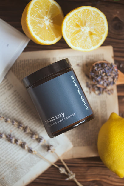 SANCTUARY - Lavender Pure Essential Oils Scented Soy Candle