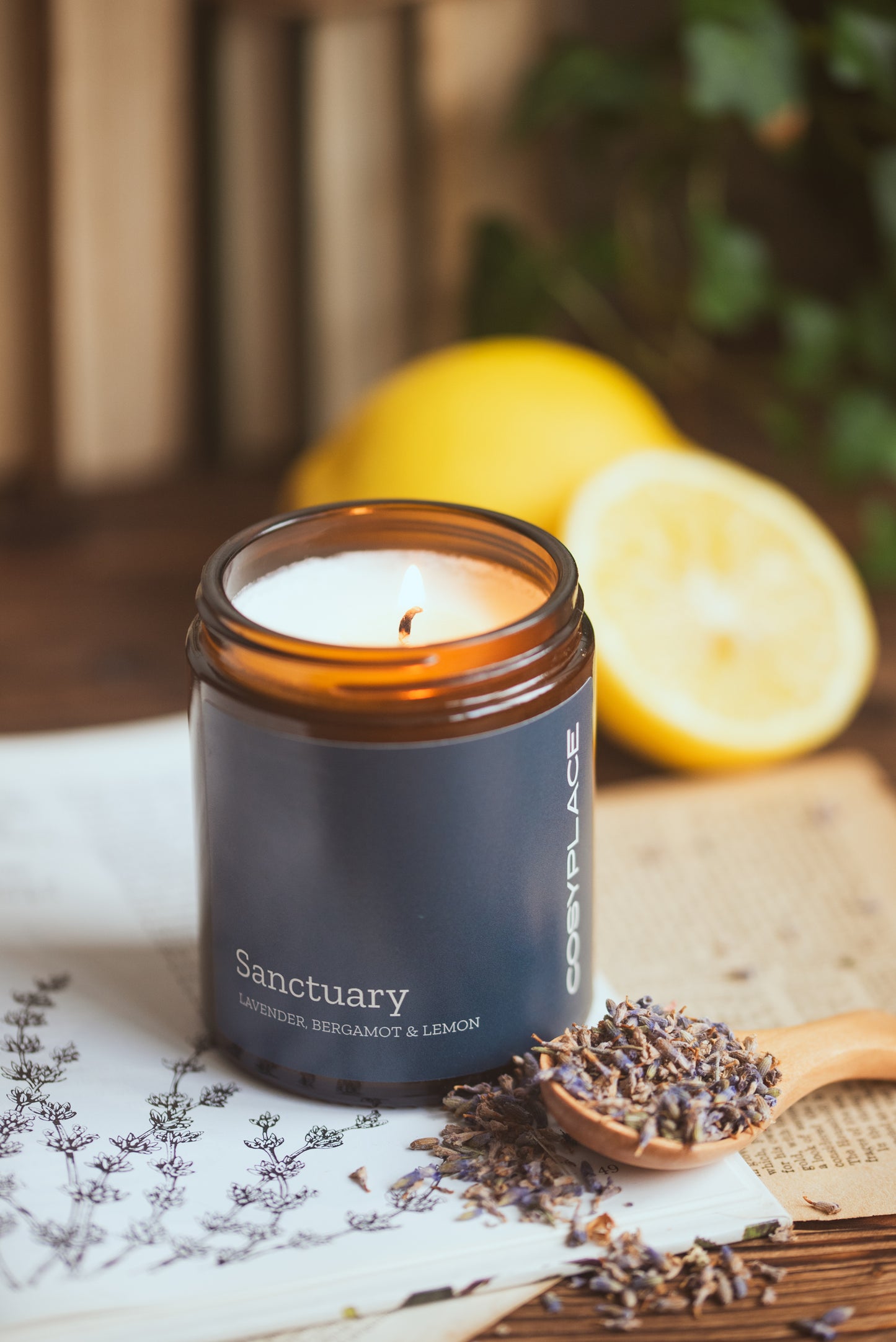 SANCTUARY - Lavender Pure Essential Oils Scented Soy Candle