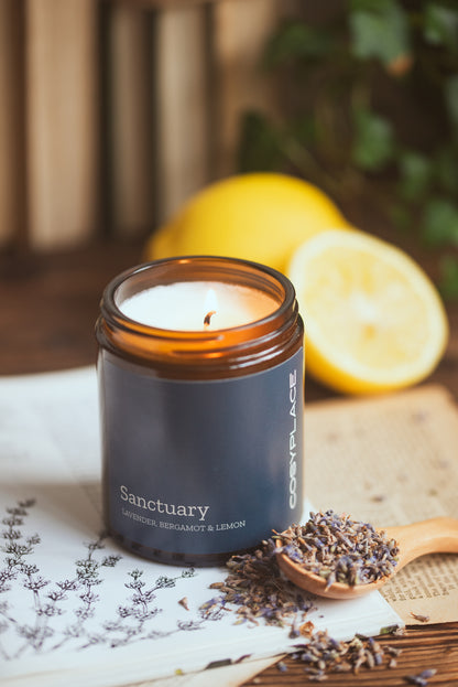 SANCTUARY - Lavender Pure Essential Oils Scented Soy Candle