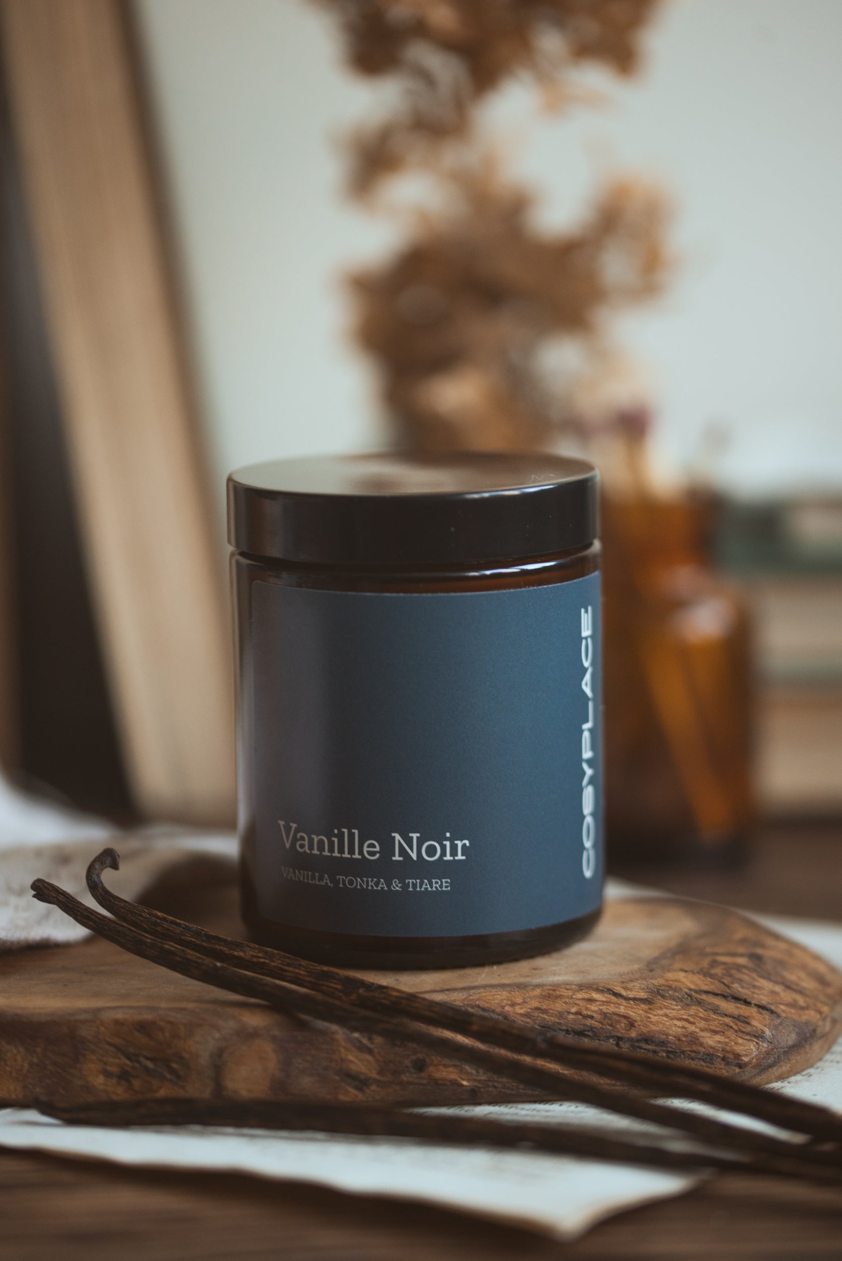 VANILLE NOIR - Vanilla & Tonka Bean Phthalate Free Vegan Scented Soy Candle - COSYPLACE CANDLES