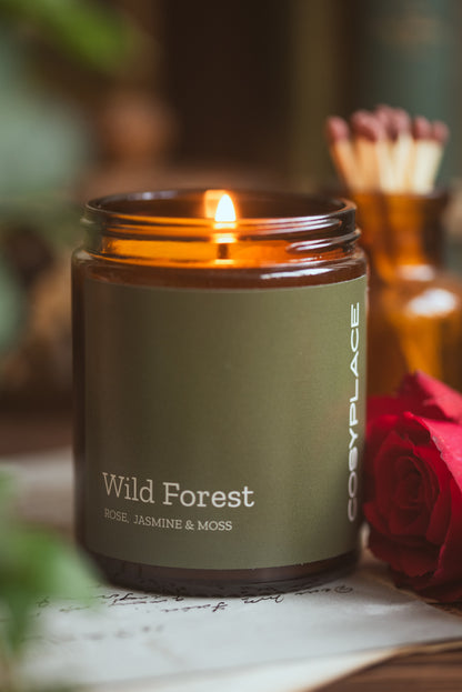 WILD FOREST - Rose, Geraniums & Jasmine Phthalate Free Scented  Soy Candle